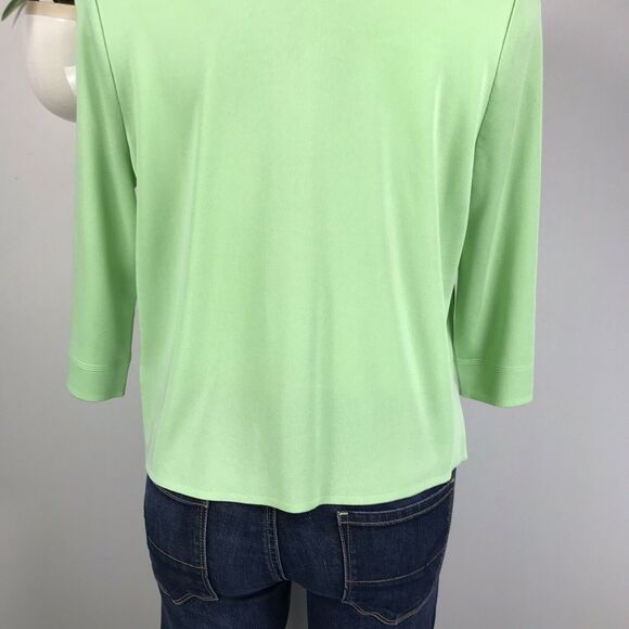 Ming Wang Knit Snap Cardigan Green Filament Acrylic Blouse Top Ruffle Size S‎ - Picture 10 of 11